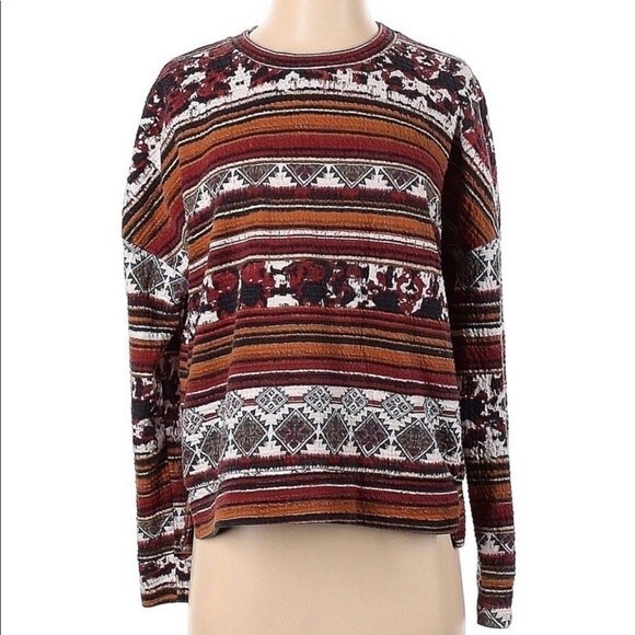 ZARA Trafaluc Brown/Red Pullover Sweater Size Small - Picture 1 of 4